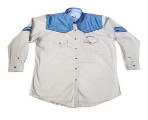 Vintage Express Rider Western Demin Long Sleeve Button Down Collared Shirt